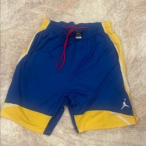 Jordan Blue and Yellow Men's Athletic Basketball Shorts